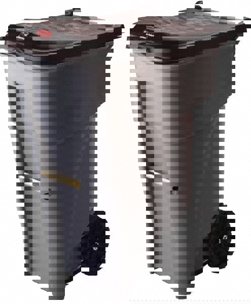 Brute Roll-Out Heavy-Duty Container, 65 gal, Polyethylene, Gray